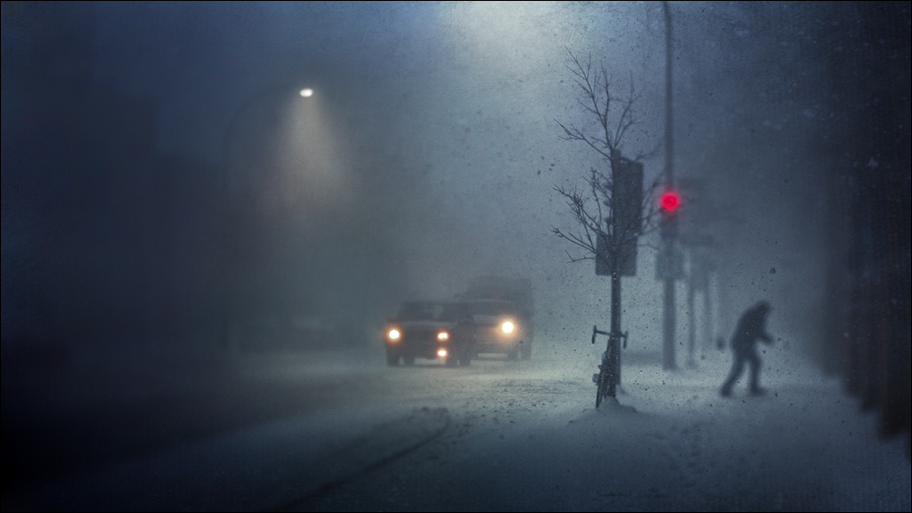 Montreal - Rue Peel - Snowstorm
